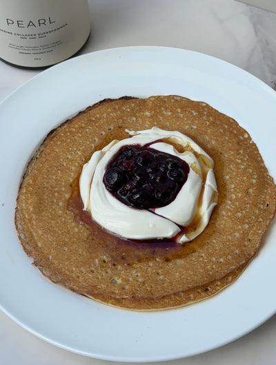 Coconut Collagen Crepes with Blueberry Coulis